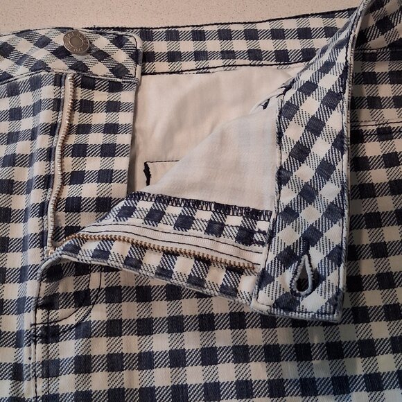 Talbots Denim A-Line Fancy Gingham Blue & White Skirt Women's Size 16/18 - Picture 6 of 14